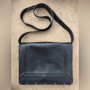 Black Leather Crossbody Bag - Classic Minimalist